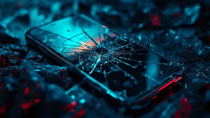 cell phone with broken screen