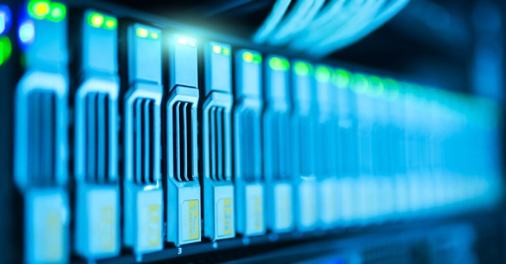 pexels-photo-1148820-1148820 Detailed image of a server rack with glowing lights in a modern data center.