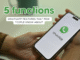 una persona con un telefono movil inteligente en la mano con una imagen de whatsapp iniciando y un texto que dice 5 functions WhatsApp features that few people know about